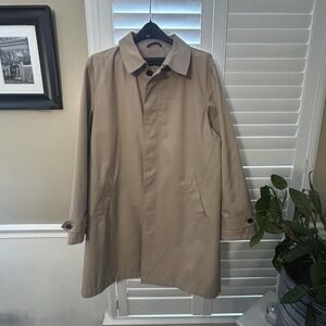 Lauren Ralph Lauren Coat Mens 42L Beige Rain Water Repellent Button Front *SPOTS